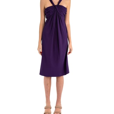 1990S John Galliano Christian Dior Purple Rayon  Silk Chiffon Cocktail Dress With Ruched Shoulder Straps 