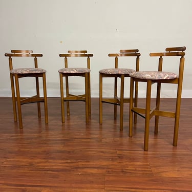 Vintage Danish Teak Bar Stools Set of 4