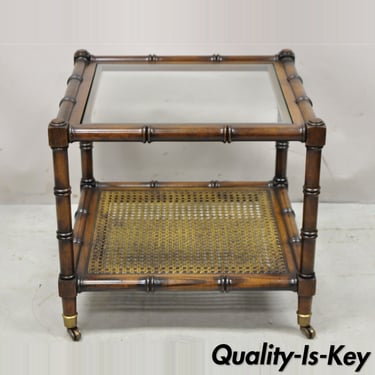 Vintage Hollywood Regency Faux Bamboo 2 Tier Low Side End Table