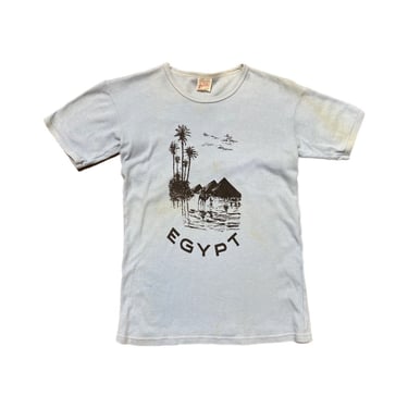 (M) 70’s Light Blue Egypt Carla Craft 100% Egyptian Cotton T-Shirt 090122 JF