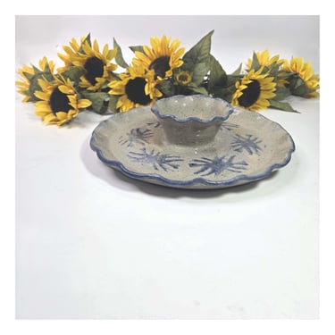 Little Mountain Pottery Salt Glaze Chip and Dip Bowl- Claude Graves- North Carolina- Veggie Platter Blue Ridge Mountains 