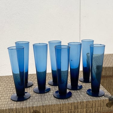 Hand Blown Cobalt Pilsner Glasses