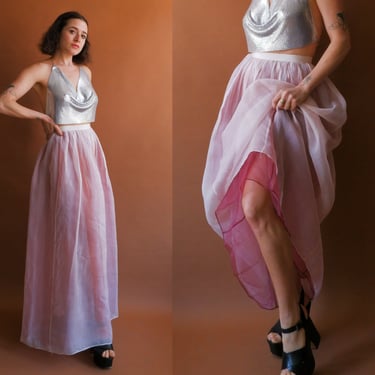 Vintage 90s DKNY Silk Organza Double Layered Skirt/ Size Medium 30 