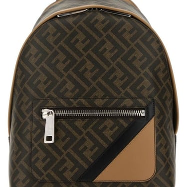 Fendi Men Multicolor Canvas And Leather Small Fendi Chiodo Diagonal Backpack