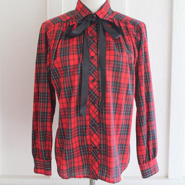 Red Plaid - 1970's - Womens Blouse - Button down - by Lady Diplomat - Marked size 10 