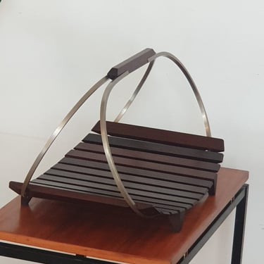 Ico Parisi Stildomus Magazine Rack / Wood and Nickeled Brass / modern / 50s 