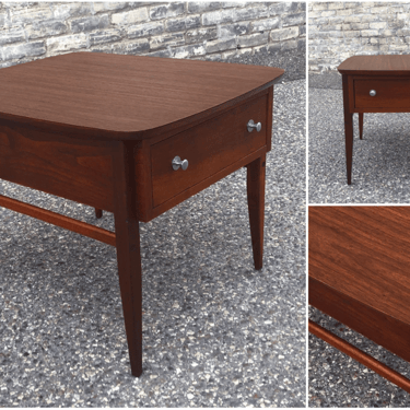 Walnut Accent Table With Drawer 