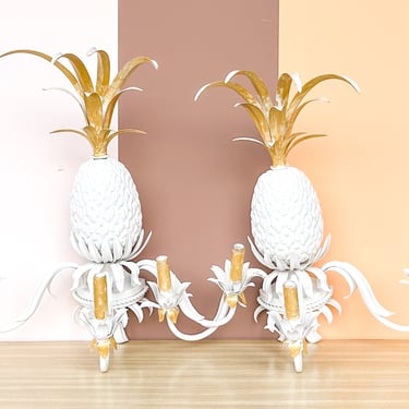 Pair of Italian Tole Pineapple Wall Sconces