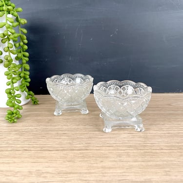 Avon Fostoria pressed glass salt cellars - a pair - 1960s vintage 