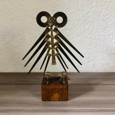 Vintage Mid Century Modern Modernist Metal  Owl Vessel, Vintage nail art, Brutalist Owl Sculpture 