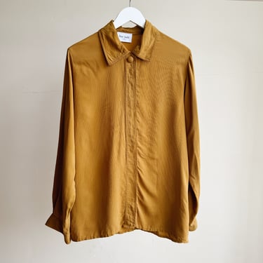 Camel Silk Button Up