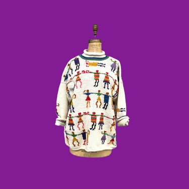 Vintage Sweater Retro 1980s Yumi Disenos + 100% Wool + Amano + Aztec Inspired + Bolivia + Pullover + Hand Knit + Unisex Apparel 