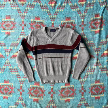 Vintage 80s Eiffel Acrylic V-Neck Sweater 