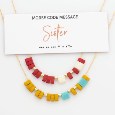 Sister Gift Morse Code Necklace, Gift for Sister, Morse Code for Sister Birthday 