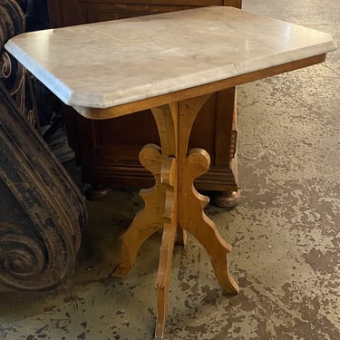 Grey Marble Top Table w Light Wood Base from Bistro Zinc