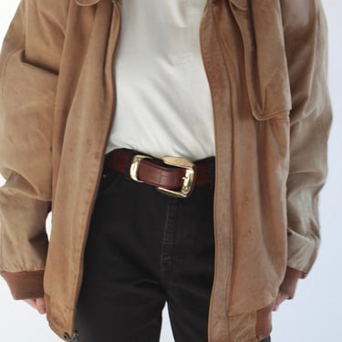 Beautifully Worn Vintage Marlboro Leather Bomber Jacket