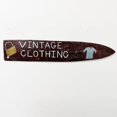 1960s Folk Art Vintage Clothing Sign - Handmade Wood Merchant Signs - 36