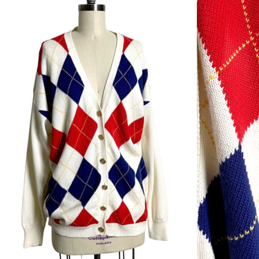 1980s vintage Evan-Picone argyle sweater - size large - NWT 