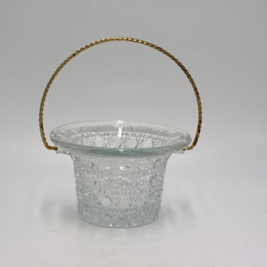 vintage Avon glass basket with twisty metal handle 