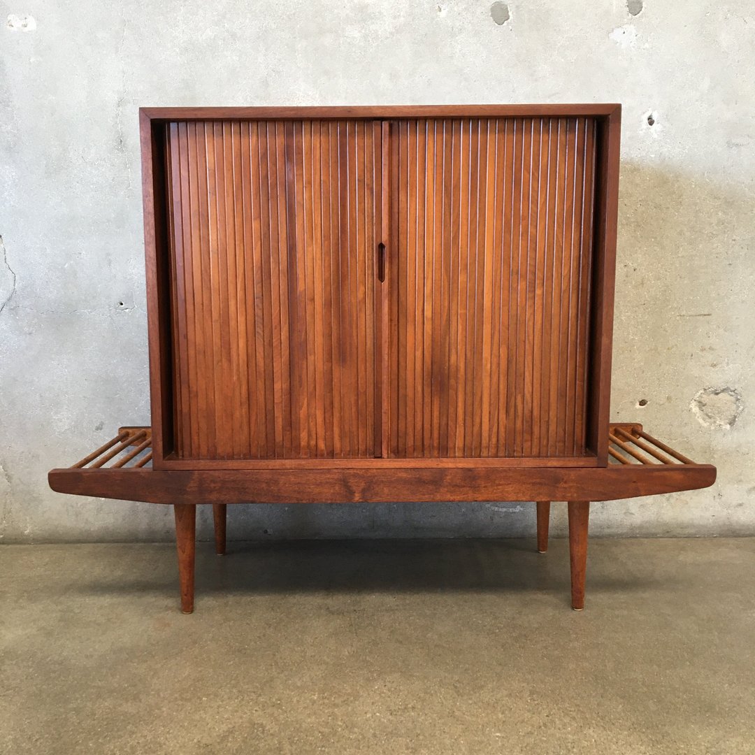 Mid Century Tambour & Bench by Milo Baughman for Glenn Urban