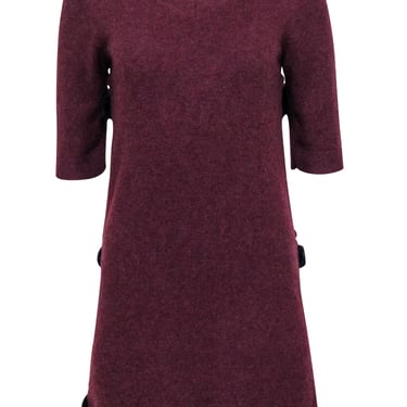 Fendi - Maroon Cashmere Sweater Dress w/ Fur Front Detail Sz 4