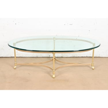 Labarge Hollywood Regency Brass and Glass Cocktail Table, Circa 1960s