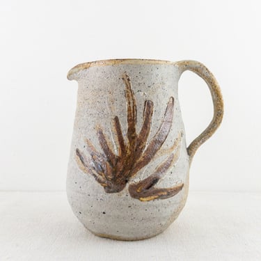 Vintage Stoneware Pitcher Vase, Handmade Studio Pottery 