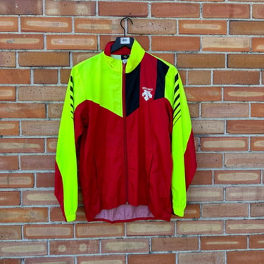 red yellow descente windbreaker jacket / s small 