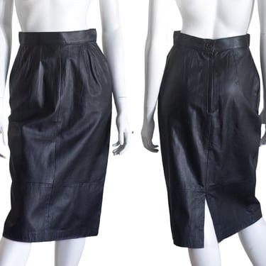 Vintage Black Leather Skirt 