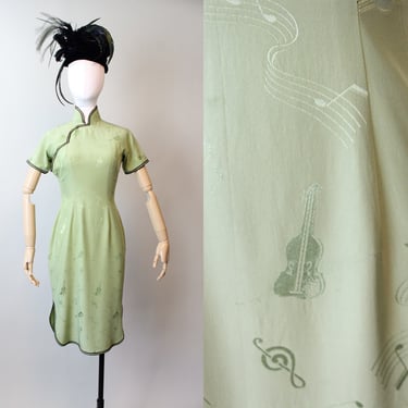 1940s MUSIC NOTES violin cheongsam dress xs | new spring 