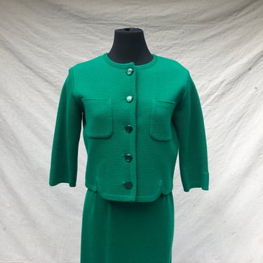 Made in Italy Wool Jacket Skirt Green 