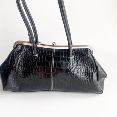 Y2K Black Faux Embossed Leather Handbag