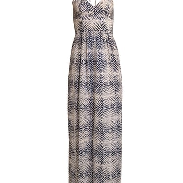 Amanda Uprichard - White &amp; Navy Print Sleeveless Maxi Dress Sz S