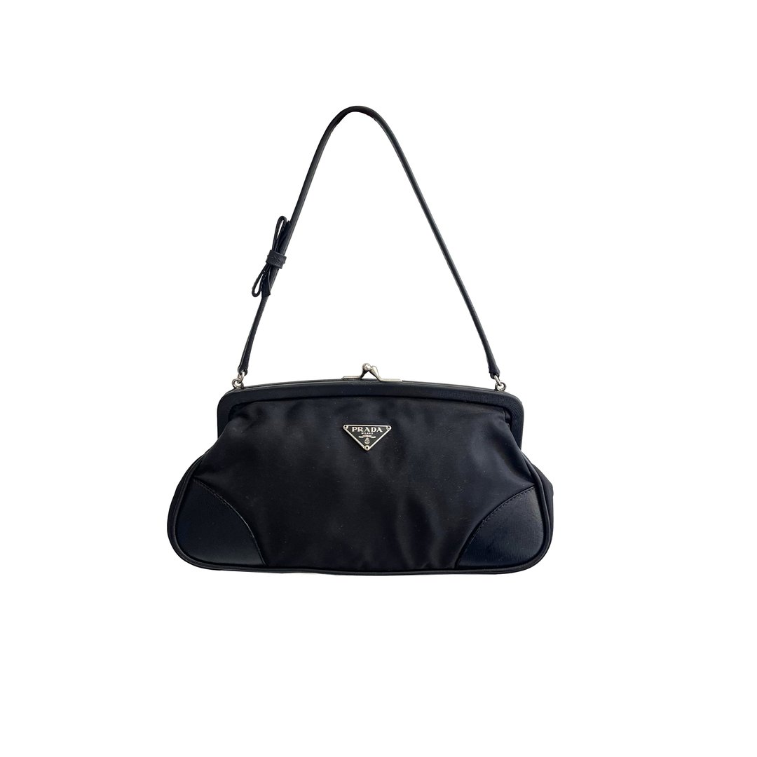 PRADA Nylon Mini Pochette Shoulder Bag in Nero Mini Hobo, Backroom  Clothing