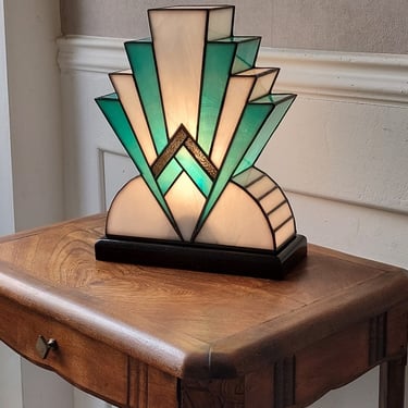 Art Deco Tiffany Stained Glass Lamp 