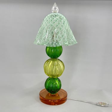 Italian Hand Made Murano Glass Mushroom Table Lamp / Rare Italian Design Lighting 