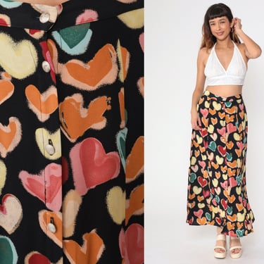 90s maxi skirt button best sale