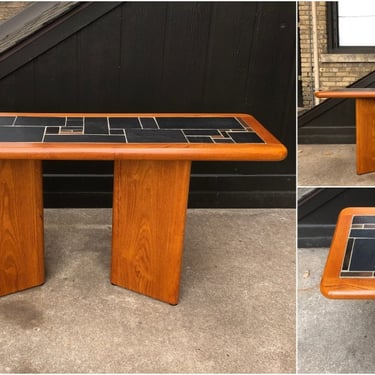 Danish Modern Teak-tile-slate Console Table 
