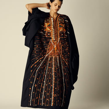 Mother of Pearl Embellished Embroidered Caftan