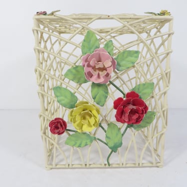 Vintage Cream Flower Metal Kleenex Box 