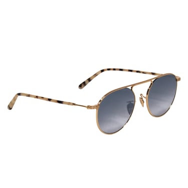 Krewe - Gold & Tortoise Shell Round Aviator Sunglasses