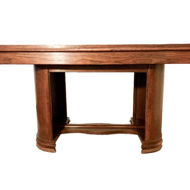 1920s Traditional Solid Oak Captain’s Dining/Center Table with Patina 