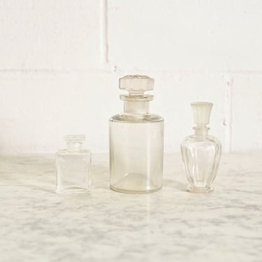 trio of antique french glass perfume bottles