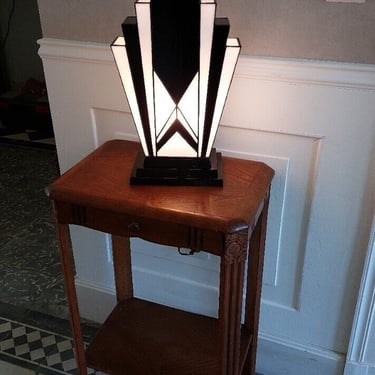 Large Art Deco XL Lamp in Tiffany Stained Glass 