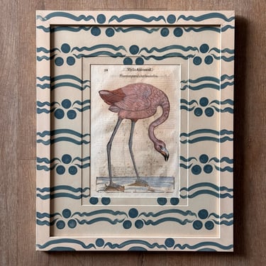 Aldrovandi Hand-Colored Bird Engraving in Gusto Painted Frame and Mat III