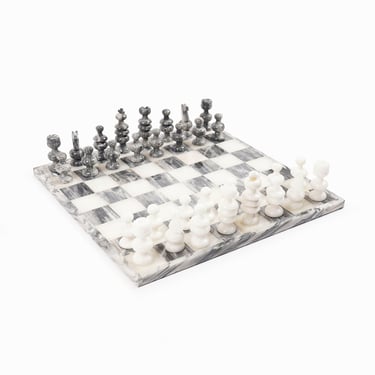 Vintage Mexican Marble Onyx Chess Set Complete 