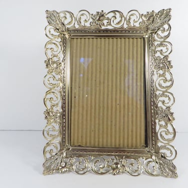 Vintage Ornate Gold Filigree Picture Photo Frame 5x7 Gold - Tabletop Gold Filigree Photo Frame 