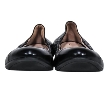 Prada - Black Crackle Leather Ballet Flats Sz 11