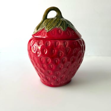 Vintage Ceramic Strawberry Jar - 8” 