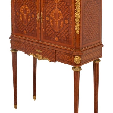 Louis XVI Style Tulipwood Marquetry Cabinet